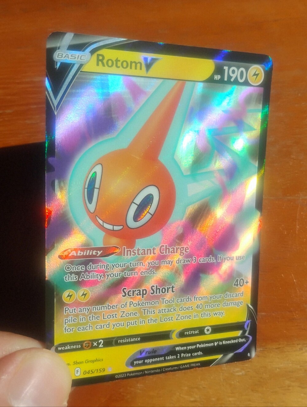 Mint 2023 Holo Ultra Rare Full Art Rotom V 045/159 Crown Zenith Pokemon Card